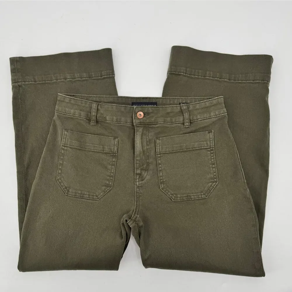 NWOT Sanctuary Denim The Marine Wide Leg Crop Jeans 29 Army Green Patch Pocket - Picture 7 of 16